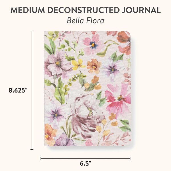Medium Deconstructed Journal, Bella Flora. 8.625 inches tall by 6.5 inches wide